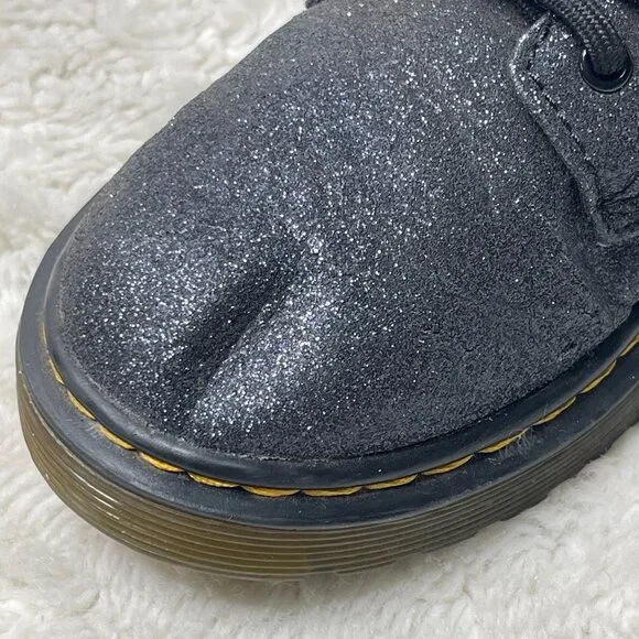 Dr. Martens Kid's Delaney Iridescent Glitter Combat Boots Lace Up Shoes Size 1 - Picture 11 of 11
